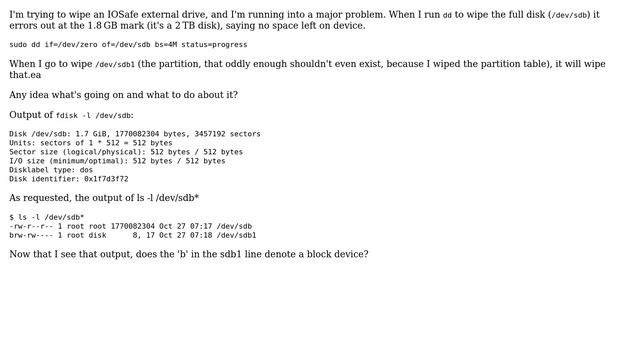 Unix & Linux: What might cause a block device to somehow be smaller than its partitions? смотреть онлайн