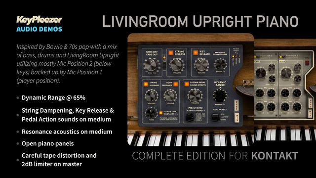 Bowiesque 70s rock pop audio demo of LivingRoom Upright Piano (Complete) KONTAKT Sample Library смотреть онлайн