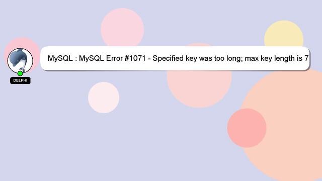 MySQL : MySQL Error #1071 - Specified key was too long; max key length is 767 bytes смотреть онлайн