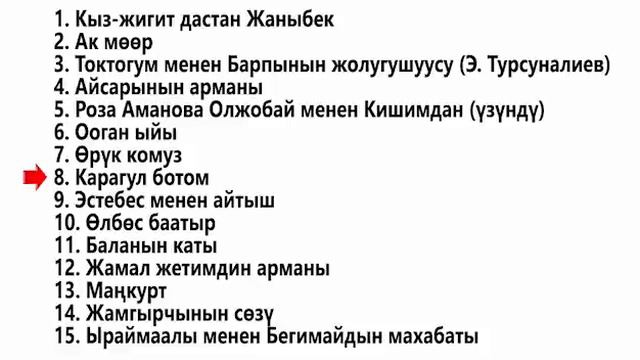 КУБУЛЖУГАН КЫРГЫЗ ДАСТАНДАР ЖЫЙНАГЫ (КОМУЗ) смотреть онлайн