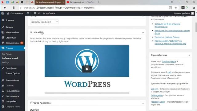 Модальное окно WordPress (WordPress Popup) смотреть онлайн