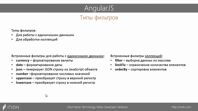 AngularJS Essential. Урок 5. Фильтры смотреть онлайн