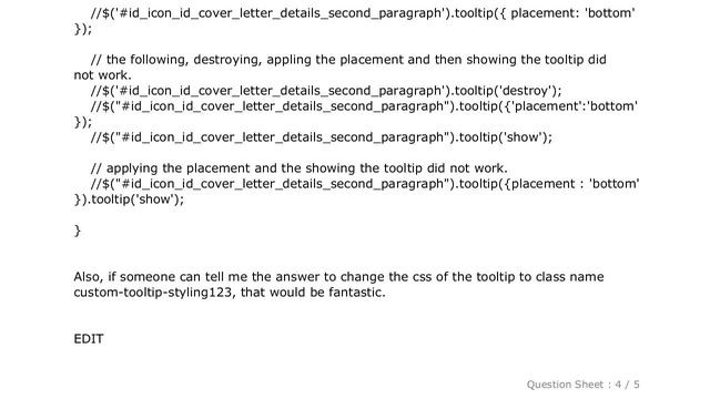 HTML : bootstrap tooltip - use jquery to dynamically change css & placement смотреть онлайн