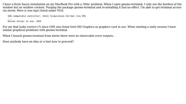Ubuntu: Graphical problems with 13.10 / GNOME on MacBook Pro 9.1 (13'', Mid 2012) смотреть онлайн