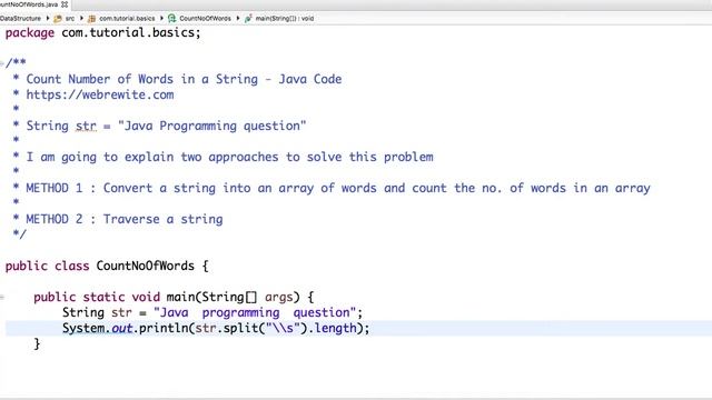 Java Program to Count Number of Words in a String - One Line Code смотреть онлайн