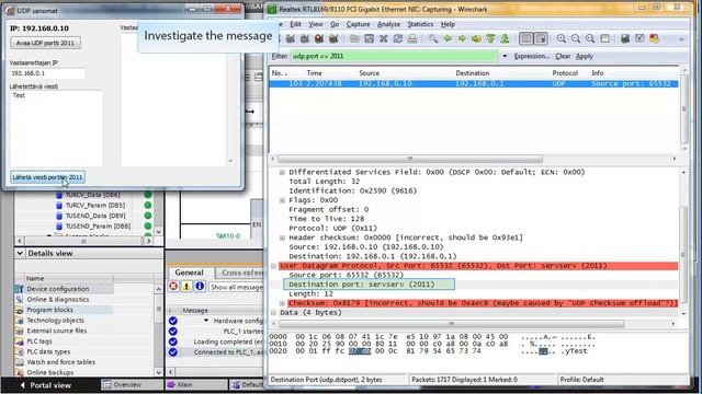 TIA Portal S71200 receiving data from PC by TURCV-command, troubleshooting смотреть онлайн