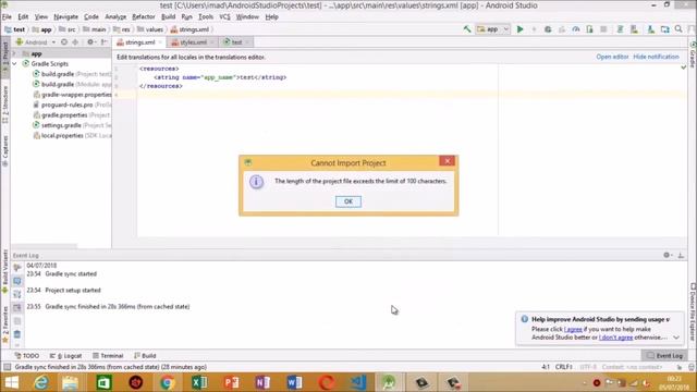 the lenght of the project file exceeds the limit of 100 characters , android studio смотреть онлайн