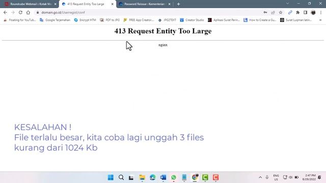 Pendaftaran akun pengguna domain desa.id ditolak - 413 Request Entity Too Large смотреть онлайн