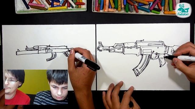 Рисуем Автомат Калашникова, Папа GUN смотреть онлайн