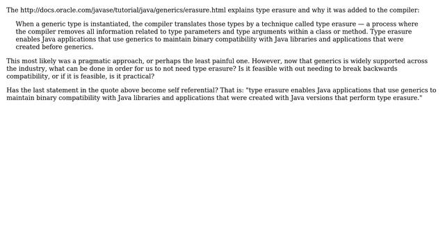 Software Engineering: How can Java be improved so that it no longer needs to perform type erasure? смотреть онлайн