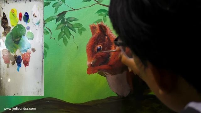 TUTORIAL: Acrylic Painting Landscape / Red Squirrel / JMLisondra