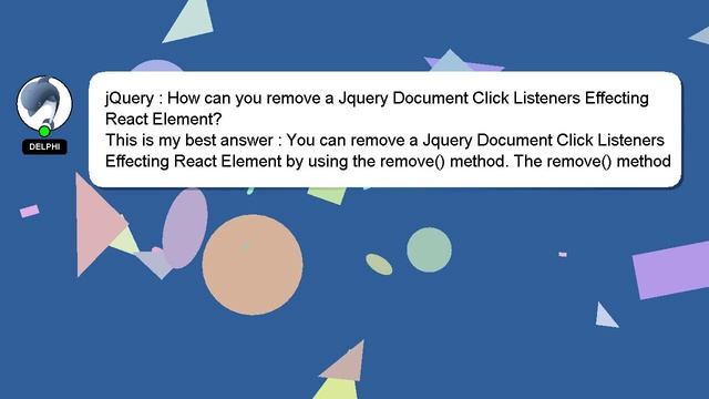 jQuery : How can you remove a Jquery Document Click Listeners Effecting React Element? смотреть онлайн