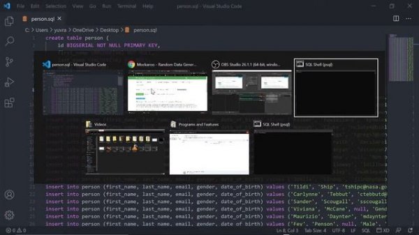 INSERTING 100 ROWS IN TABLE (using Mockaroo) in Postgresql
