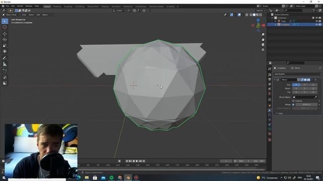Blender ,Модификатор Mirror с функциями Bisect и Flip. смотреть онлайн