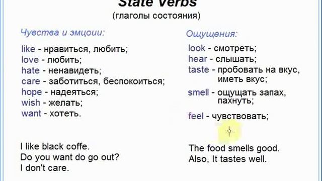 Английский язык - урок №15 - глаголы состояния смотреть онлайн