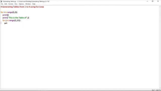 Generating Tables from 1 to 4 in Python by For Loop смотреть онлайн
