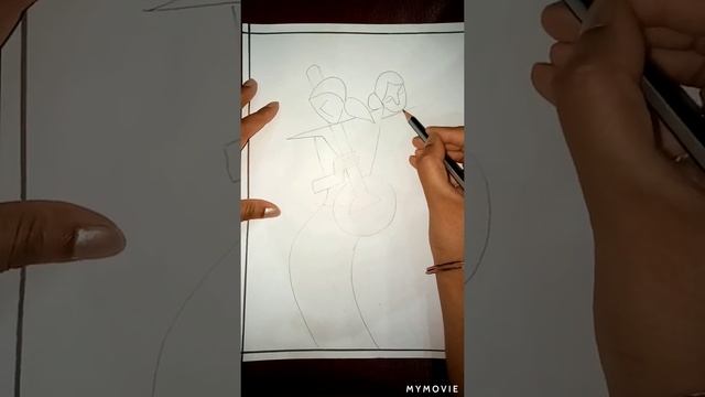 Lady drawing with holding musical instrument/ pencil sketch in modern art смотреть онлайн