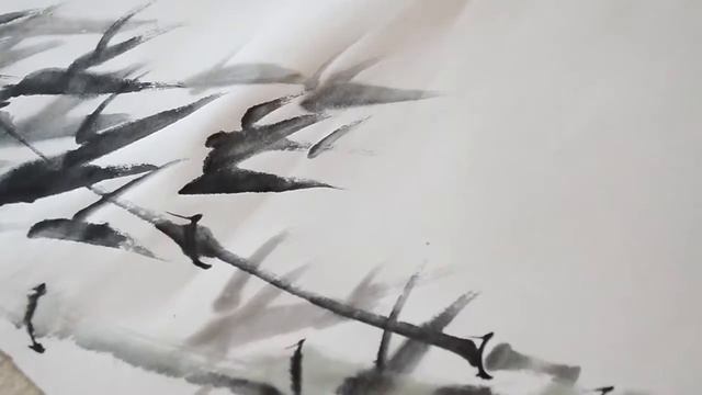 Как нарисовать бамбук на рисовой бумаге. Уроки с Александром Журавелвым. смотреть онлайн