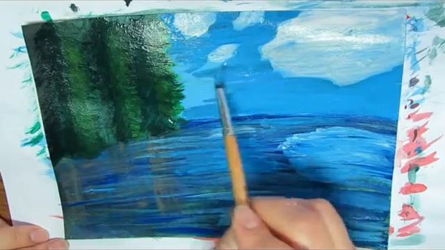Рисуем лодочку с парусом. Рисуем пейзаж с лесом и озером. Интуитивное рисование смотреть онлайн
