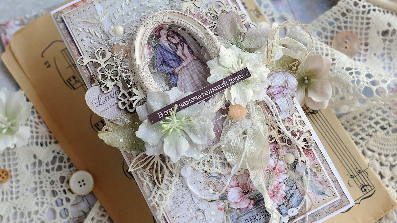 Мастер-класс по открытке. Как сделать нежную цветочную открытку на свадьбу своими руками Скрапбукинг смотреть онлайн