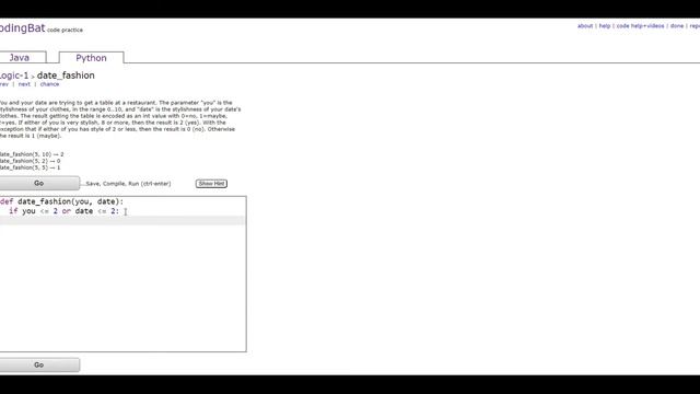 Logic-1 (date_fashion) Python Tutorial || codingbat.com смотреть онлайн