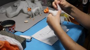 Игрушки в смешанной технике - коты. Процесс - 1