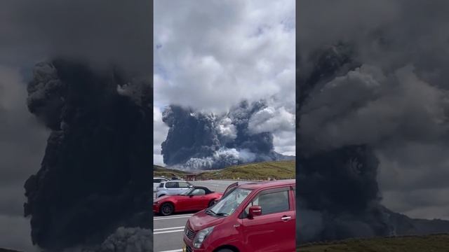 В Японии на острове Кюсю, началось извержение Асо одного из крупнейших вулканов в мире. смотреть онлайн