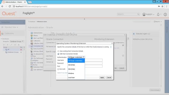 Foglight for Databases - Defining Oracle agent connection settings смотреть онлайн