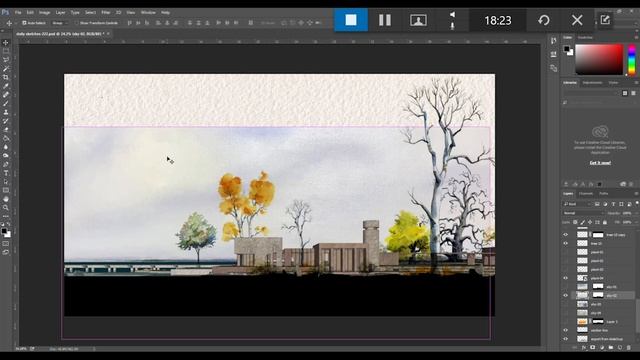 How to create a Watercolour effect in photoshop - architectural facade ( with PSD archive ) смотреть онлайн