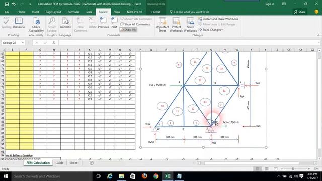 Node displacement calculation of various structure (Truss) using Finite Element Method in MS Excel смотреть онлайн