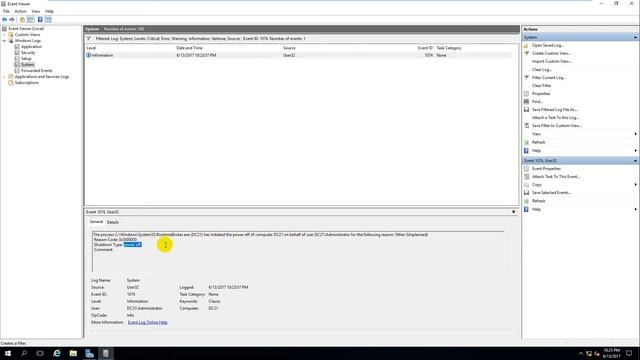 ( Event Viewer) Event ID 1074 - Operating system shutdown ( or Restart ) смотреть онлайн