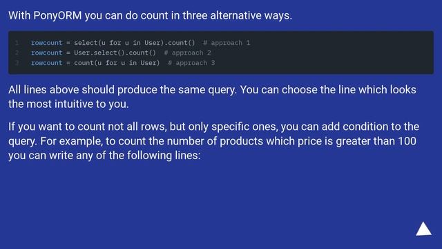 how to make a rowcount in ponyorm? Python смотреть онлайн