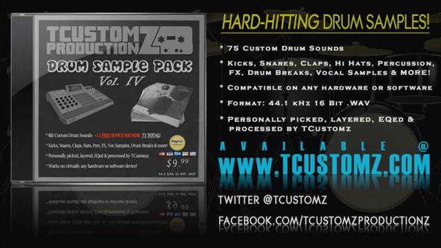 TCustomz Drum Sample Pack Vol. 4 - Hard-hitting Hip Hop Drum Samples, Drum Kit, Boom Bap, Sound Kit смотреть онлайн