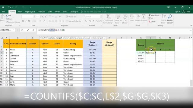 MS Excel Countifs with Ranges (Count number of cells in a range) смотреть онлайн