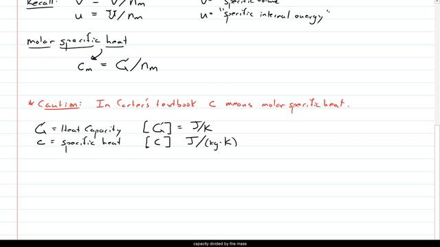Lecture - Heat Capacity And Specific Heat