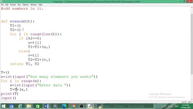 program 4 Write a Python Program to input elements in a tuple and pass it to a function to determin смотреть онлайн