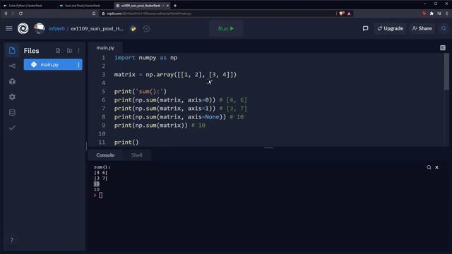 Python Ejercicio: 1109 HackerRank Calcular la Suma y Producto por Filas y Columnas de una Matriz смотреть онлайн