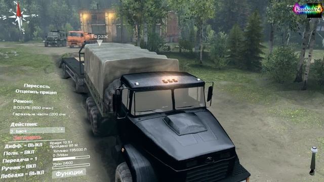 SpinTires - обзор мода ( КРАЗ- 6322 тюнинг версия ) и прицеп под названием ВОЗИТЬ!))) смотреть онлайн