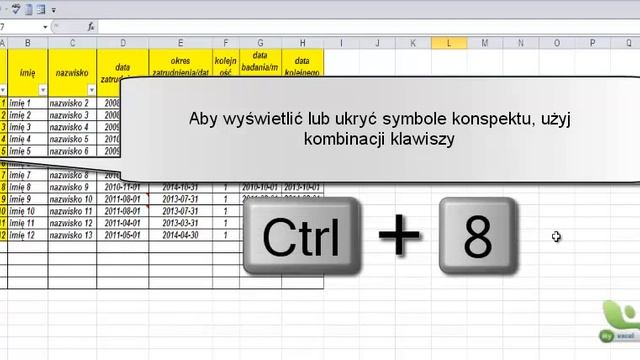 Wyświetlanie i ukrywanie symbolu konspektu w Excelu. смотреть онлайн