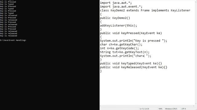 Java Program to display entered key's Character, its ASCII code, and text using Key Event | BCS SEM смотреть онлайн