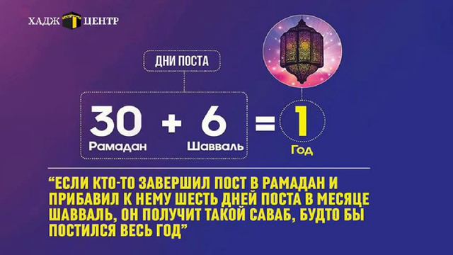 6 дней уразы в месяц Шаваль, после Рамадана.