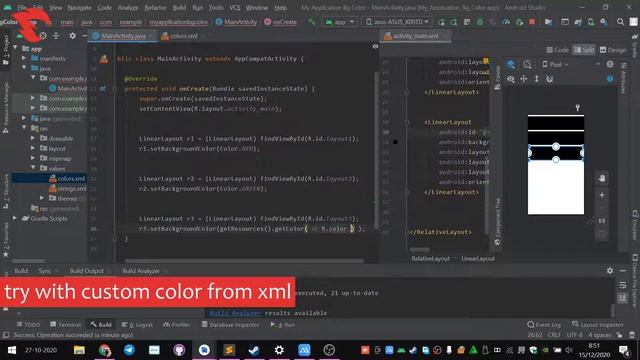 [FREE SOURCE CODE] Set background color for android layout programmatically - Android Studio Java смотреть онлайн