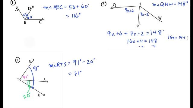 Angle Addition Postulate - Additional Examples смотреть онлайн