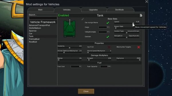 The Vehicle Framework - Mod Settings