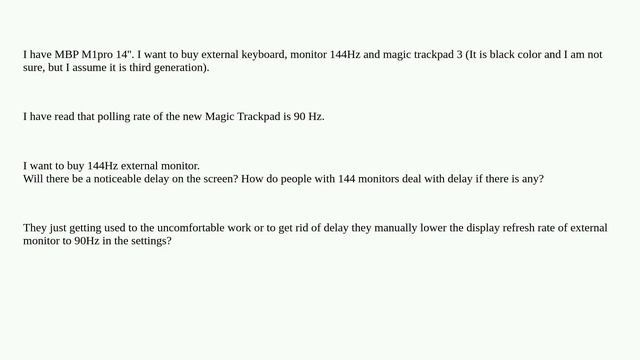Apple: Magic trackpad 3 delay with 144 Hz monitor смотреть онлайн
