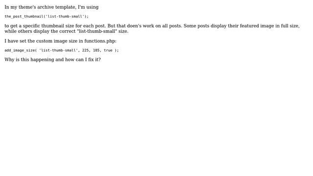 Wordpress: the_post_thumbnail() doesn't always return selected size смотреть онлайн