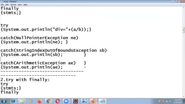 Java Exception handling: смотреть онлайн