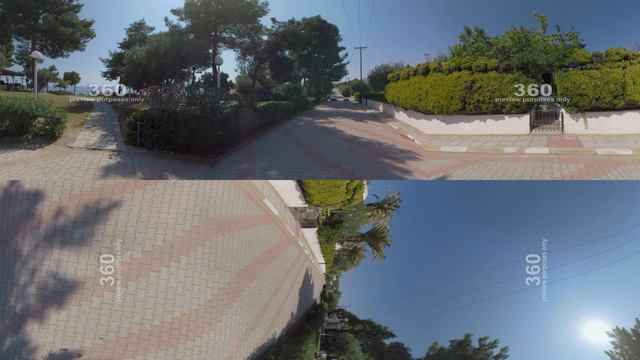 360 VR Paved street with villas near the sea, Greece смотреть онлайн
