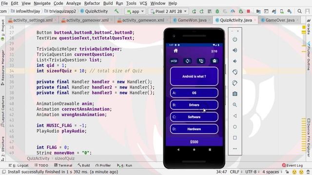 KBC App in Android Studio | Quiz App in Android | Pass the Data to Game Won Screen Part 13 смотреть онлайн