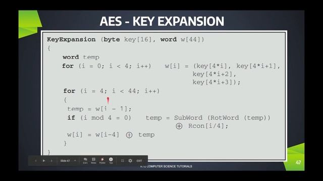 AES- Key Expansion-Example-KTU CST433 Security in Computing S7CS - Mod 2 Part 6 смотреть онлайн